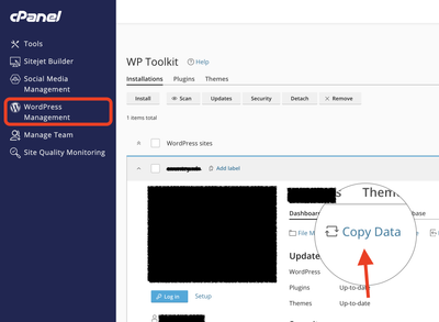 Example of a 1-click staging feature (Clone button in the hosting control panel).
